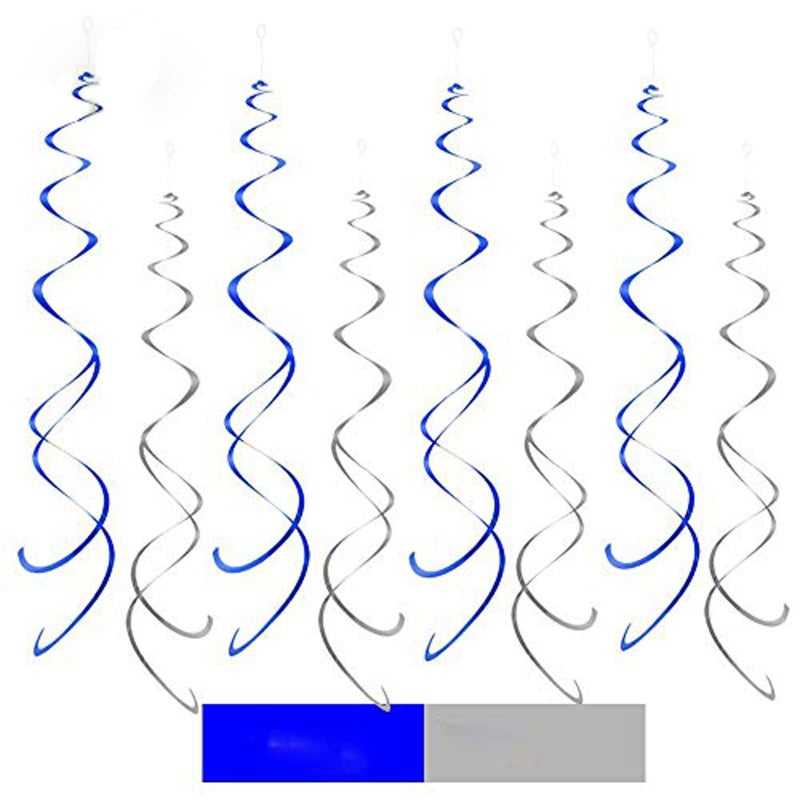 Aimto Blue and Silver Party Swirl Decorations,Foil Ceiling Hanging Swirl Decorations, Party Decorations Pack of 20 - Image 1